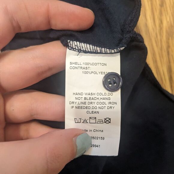 SUZANNE BETRO Women's Navy Blue and White Crochet Short Sleeve Tunic Size Large - Picture 4 of 5